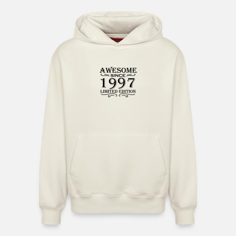 1997 - Né en 1997 - Sweat à capuche unisexe décontracté en coton biologique – de SPREAD - blanc cassé