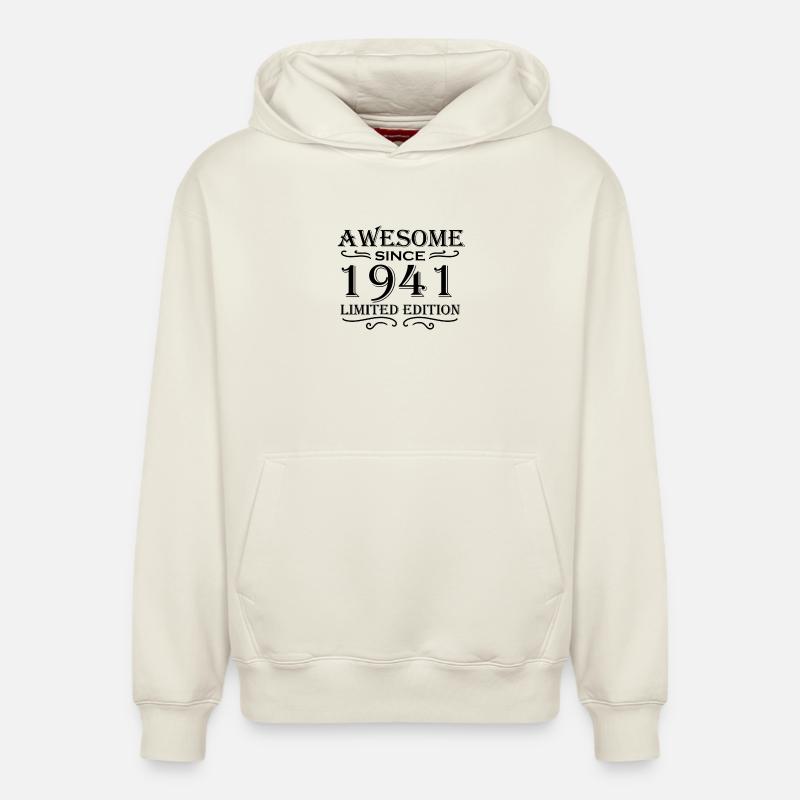 1941 - Sweat à capuche unisexe décontracté en coton biologique – de SPREAD - blanc cassé