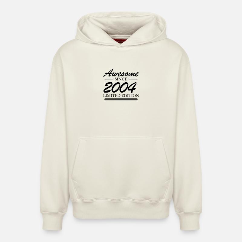 2004 - Né en 2004 - Sweat à capuche unisexe décontracté en coton biologique – de SPREAD - blanc cassé