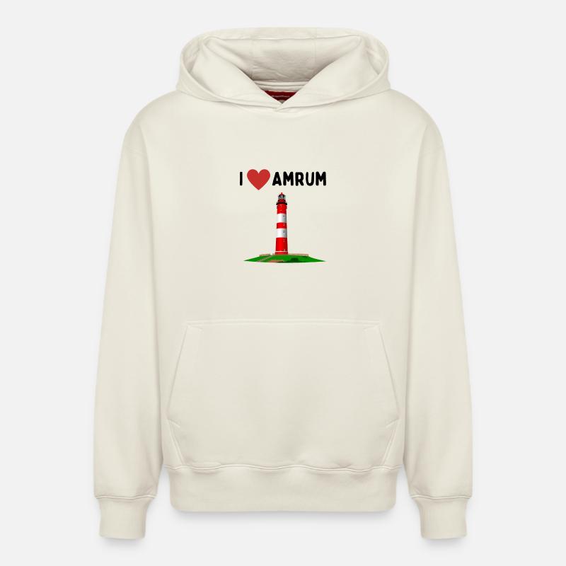 J’aime Amrum - Sweat à capuche unisexe décontracté en coton biologique – de SPREAD - blanc cassé