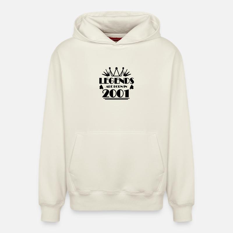 2001 - Né en 2001 - Sweat à capuche unisexe décontracté en coton biologique – de SPREAD - blanc cassé