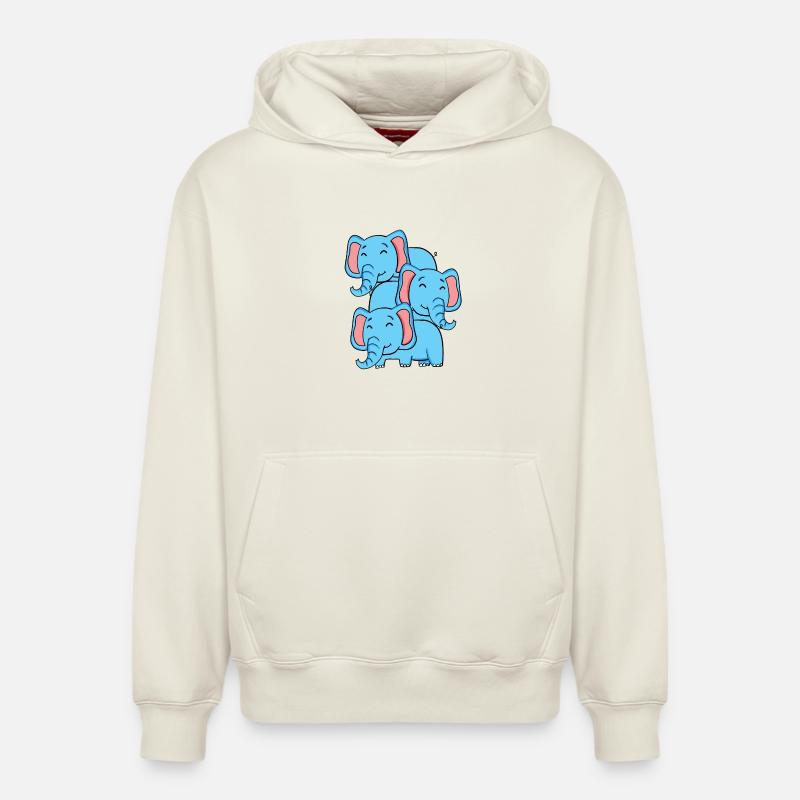 Éléphants mignons - Eléphant - Sweat à capuche unisexe décontracté en coton biologique – de SPREAD - blanc cassé