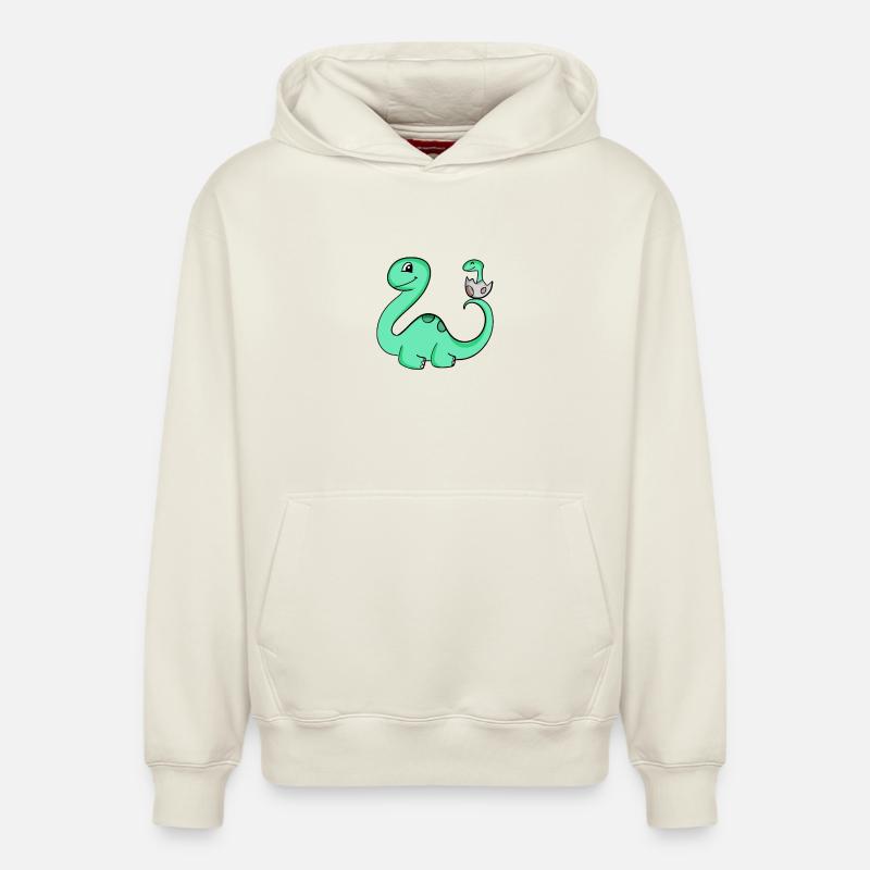 Dinosaure avec bébé dinosaure - Sweat à capuche unisexe décontracté en coton biologique – de SPREAD - blanc cassé