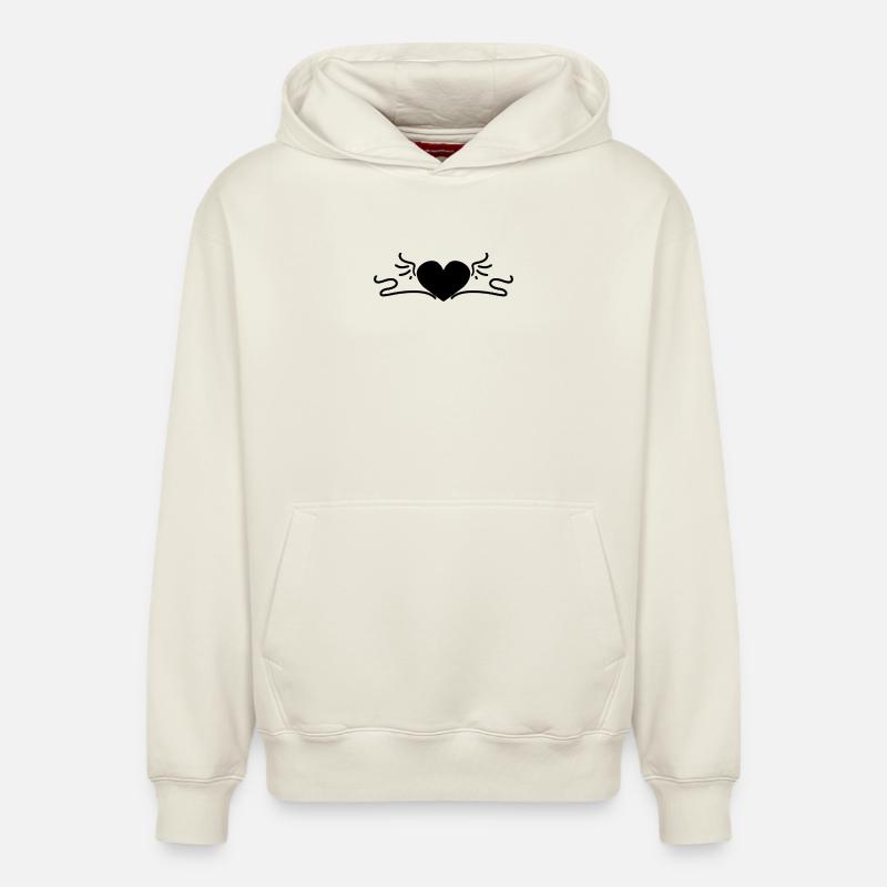 Cœur Noir - Sweat à capuche unisexe décontracté en coton biologique – de SPREAD - blanc cassé