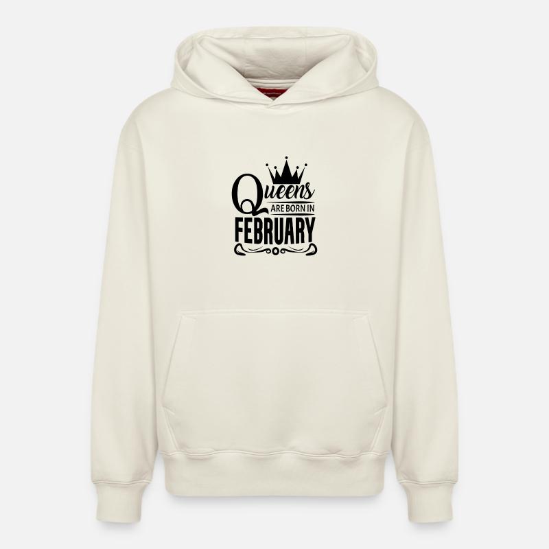 Mois de naissance février - Sweat à capuche unisexe décontracté en coton biologique – de SPREAD - blanc cassé