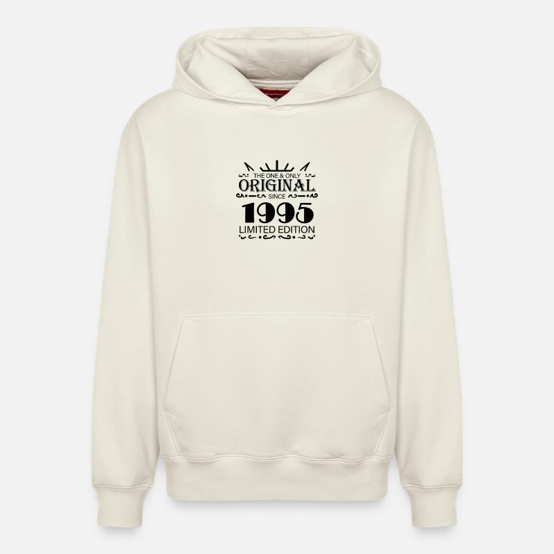 1995 - Année 1995 - Année 1995 - Sweat à capuche unisexe décontracté en coton biologique – de SPREAD - blanc cassé