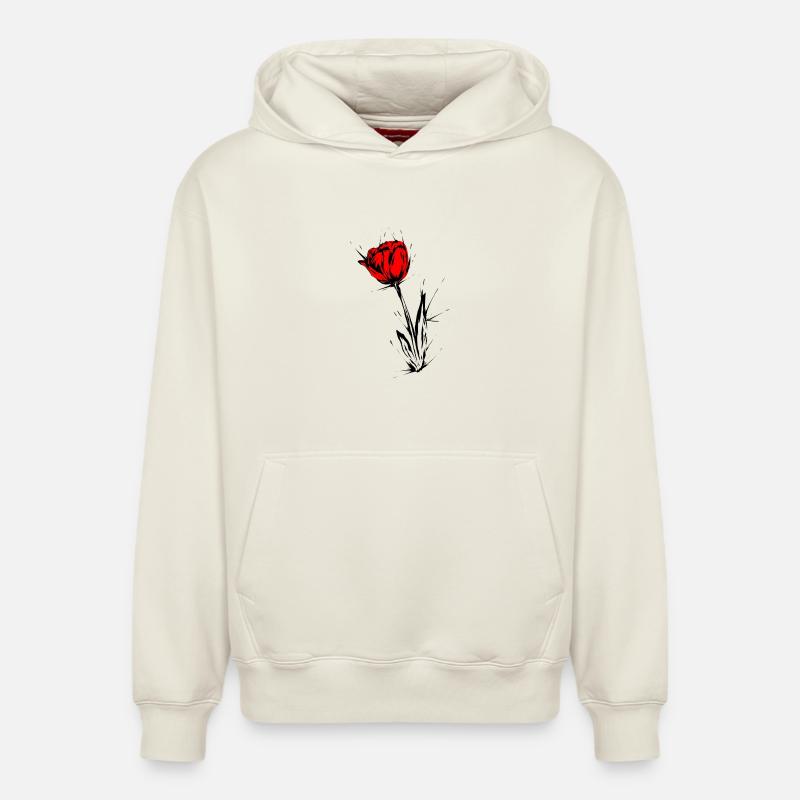 Tulipe - Sweat à capuche unisexe décontracté en coton biologique – de SPREAD - blanc cassé
