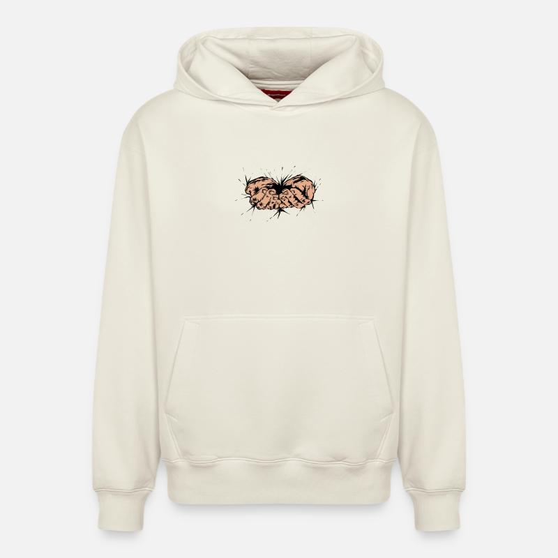 Pauvreté - Sweat à capuche unisexe décontracté en coton biologique – de SPREAD - blanc cassé