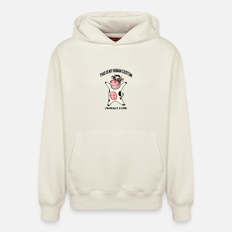 Costume de vache - Sweat à capuche unisexe décontracté en coton biologique – de SPREAD - blanc cassé