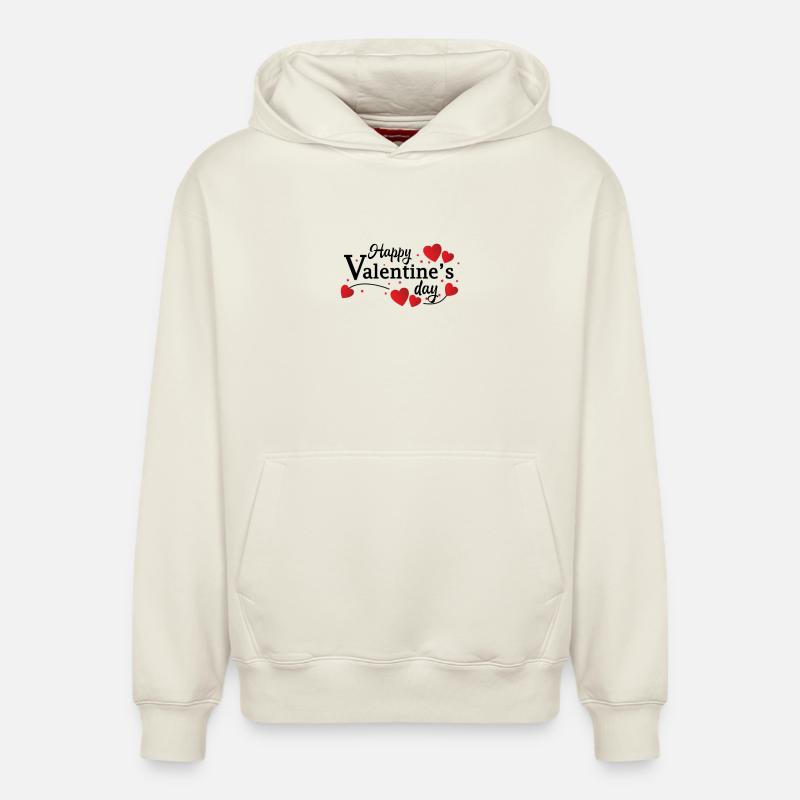 Saint-Valentin, Saint-Valentin, Saint-Valentin - Sweat à capuche unisexe décontracté en coton biologique – de SPREAD - blanc cassé