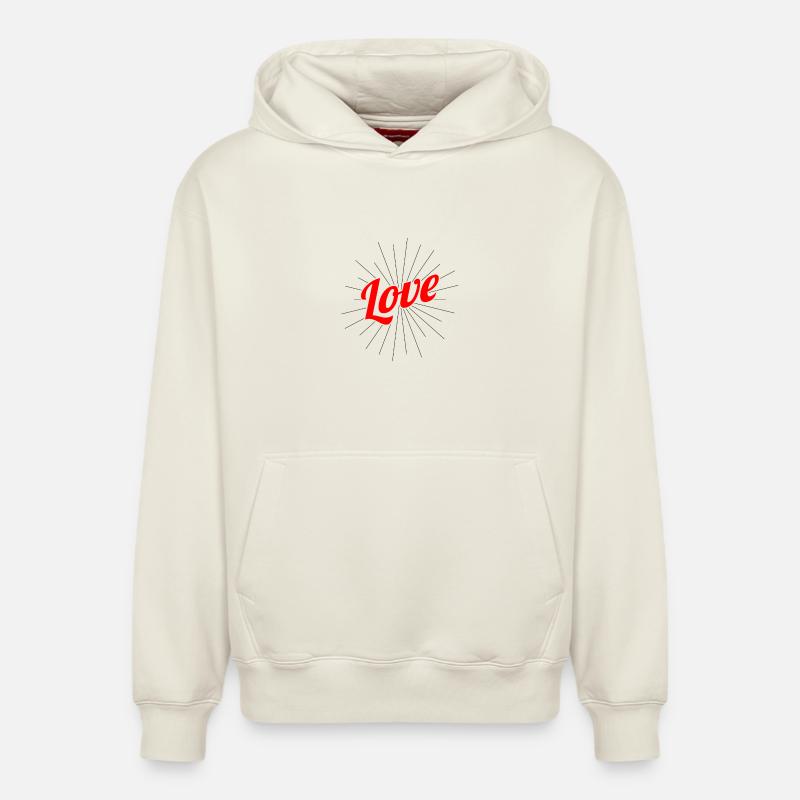 Saint-Valentin, Saint-Valentin, Saint-Valentin - Sweat à capuche unisexe décontracté en coton biologique – de SPREAD - blanc cassé