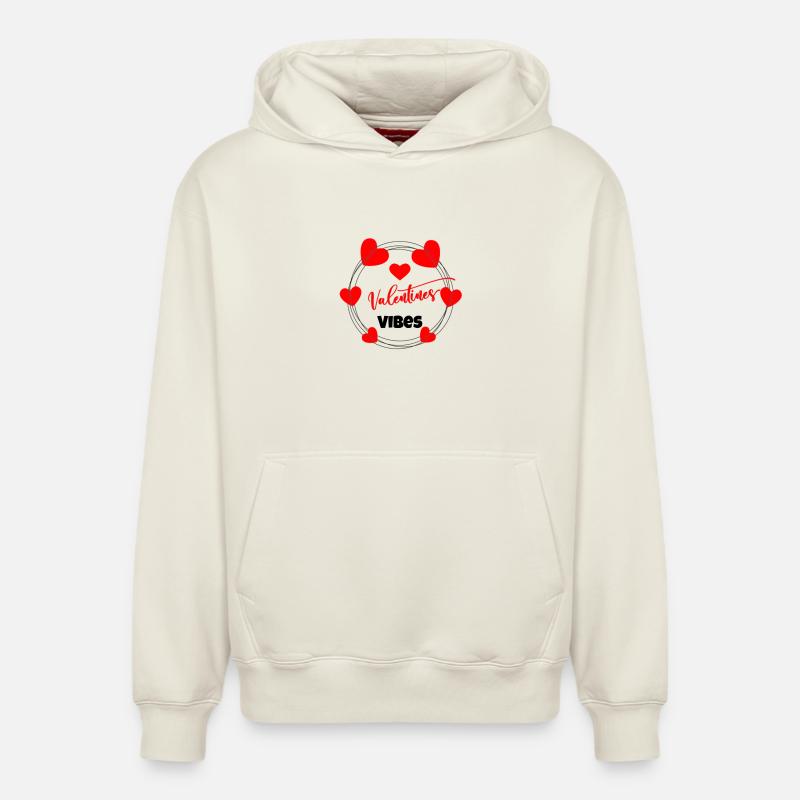 Saint-Valentin, Saint-Valentin, Saint-Valentin - Sweat à capuche unisexe décontracté en coton biologique – de SPREAD - blanc cassé