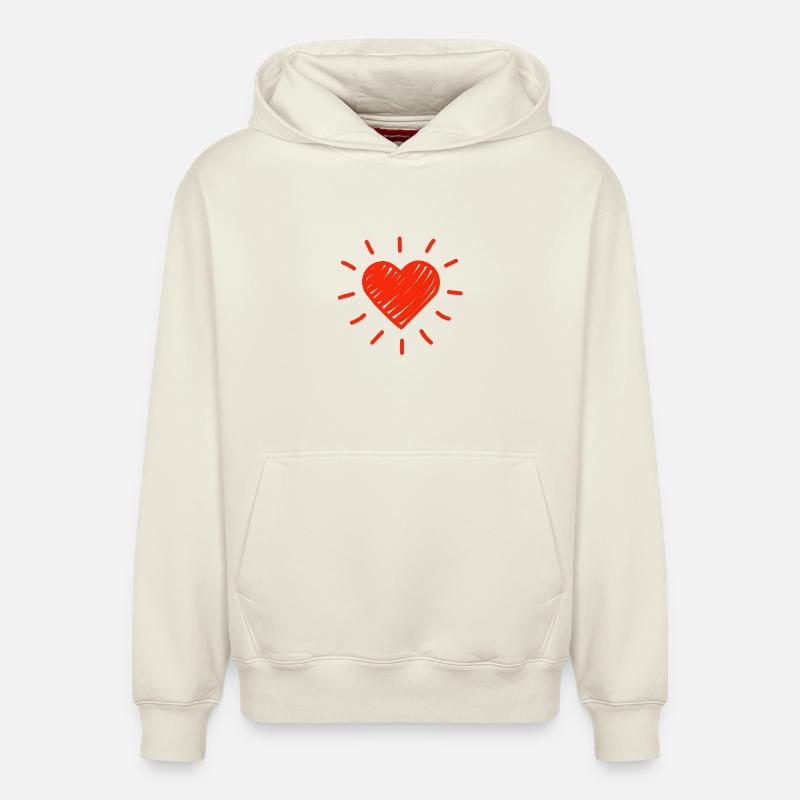 Saint-Valentin, Saint-Valentin, Saint-Valentin - Sweat à capuche unisexe décontracté en coton biologique – de SPREAD - blanc cassé