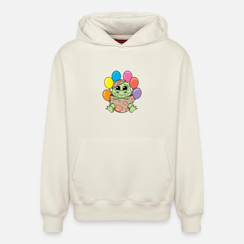 Dino - Sweat à capuche unisexe décontracté en coton biologique – de SPREAD - blanc cassé