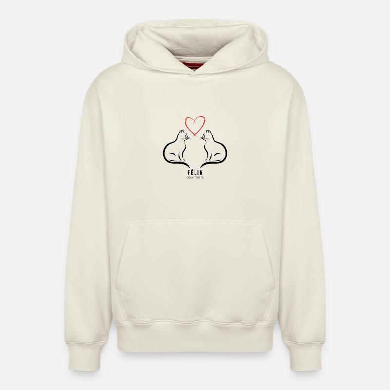 Félin pour l autre Noir - Sweat à capuche unisexe décontracté en coton biologique – de SPREAD - blanc cassé