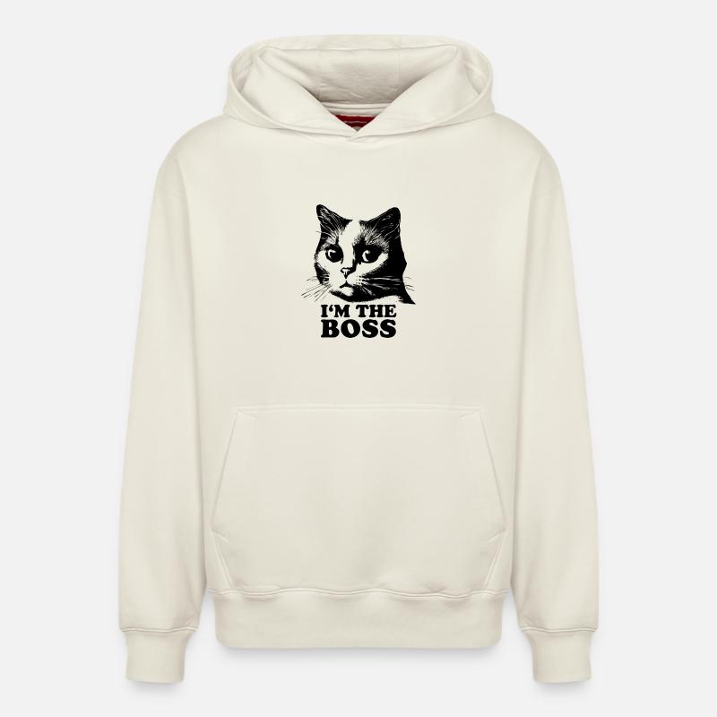 Chat - Sweat à capuche unisexe décontracté en coton biologique – de SPREAD - blanc cassé