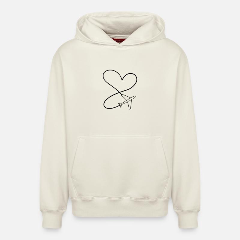 Symbole du cœur d’avion - Sweat à capuche unisexe décontracté en coton biologique – de SPREAD - blanc cassé