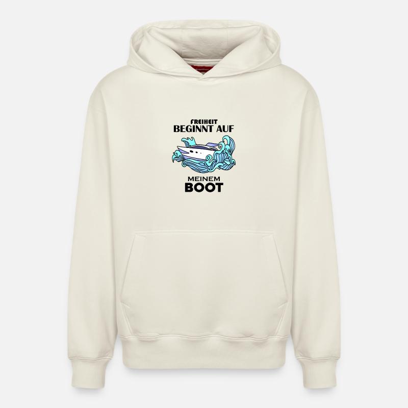 Boote Motorboot - Relaxed Unisex Organic Hoodie – von SPREAD - Naturweiß