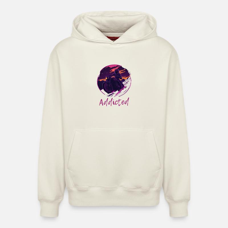 Synthwave Motorcycle Addicted - Relaxed Unisex Organic Hoodie – von SPREAD - Naturweiß