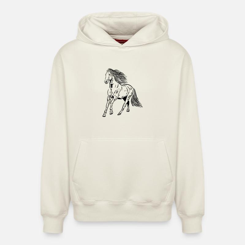 Étalon Cheval - Sweat à capuche unisexe décontracté en coton biologique – de SPREAD - blanc cassé