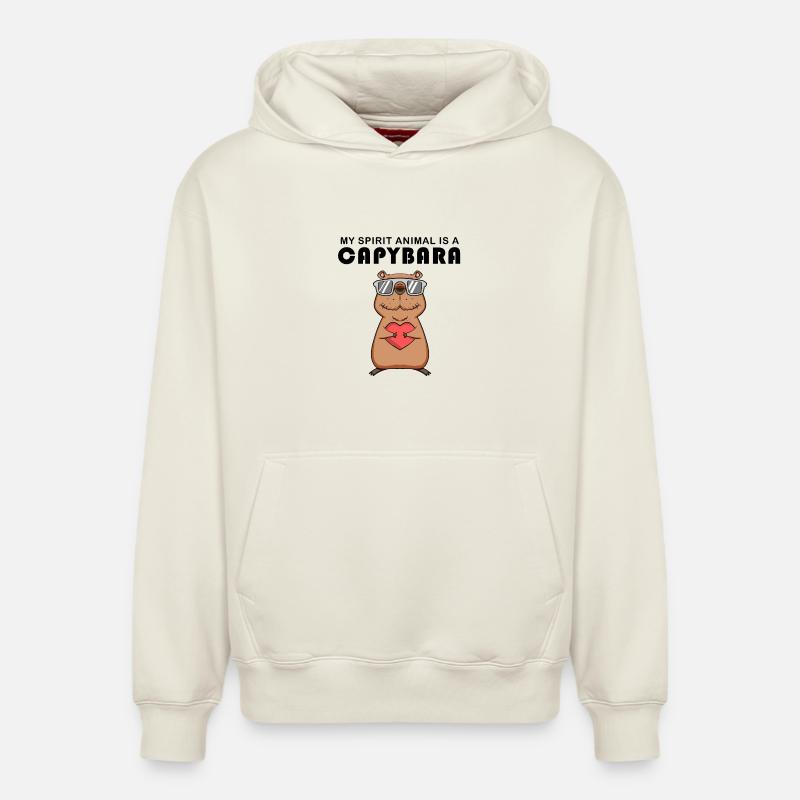 Capybara Wasserschwein Capybaras - Sweat à capuche unisexe décontracté en coton biologique – de SPREAD - blanc cassé