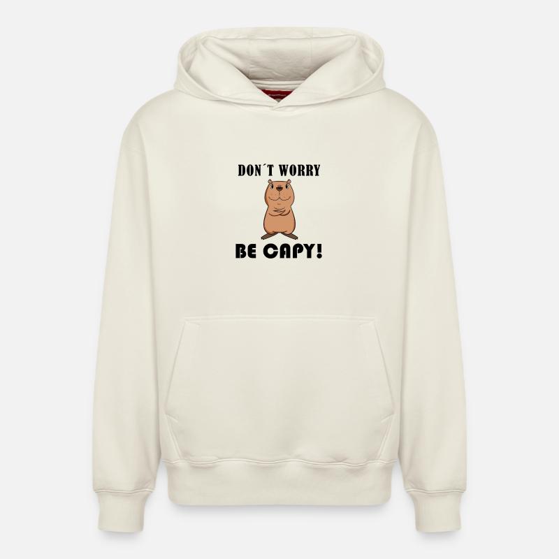 Capybara Animal Mignon - Sweat à capuche unisexe décontracté en coton biologique – de SPREAD - blanc cassé