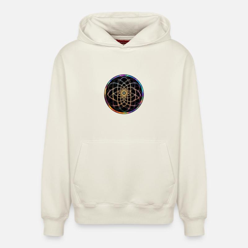 Rainbow Mandala Circle Pattern - Relaxed Unisex Organic Hoodie – by SPREAD - off white