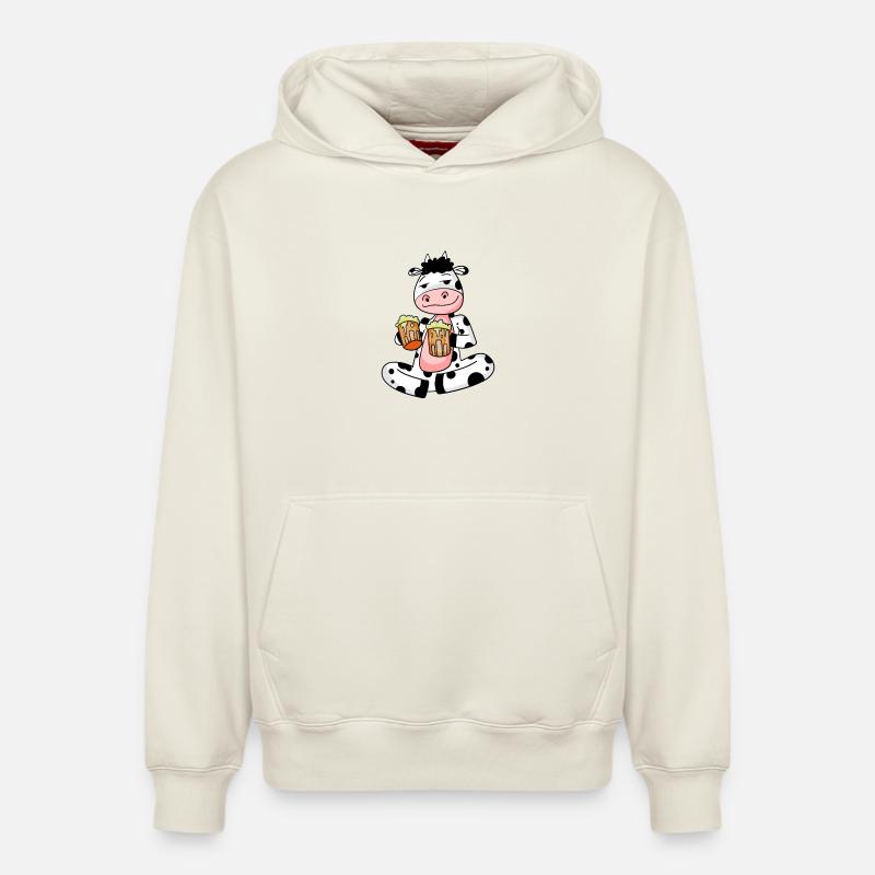 Vache à la bière - Sweat à capuche unisexe décontracté en coton biologique – de SPREAD - blanc cassé