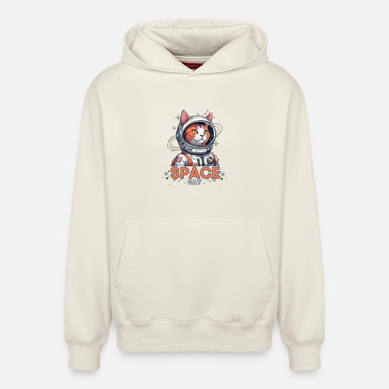 Astronaute Chat de l’Espace - Sweat à capuche unisexe décontracté en coton biologique – de SPREAD - blanc cassé