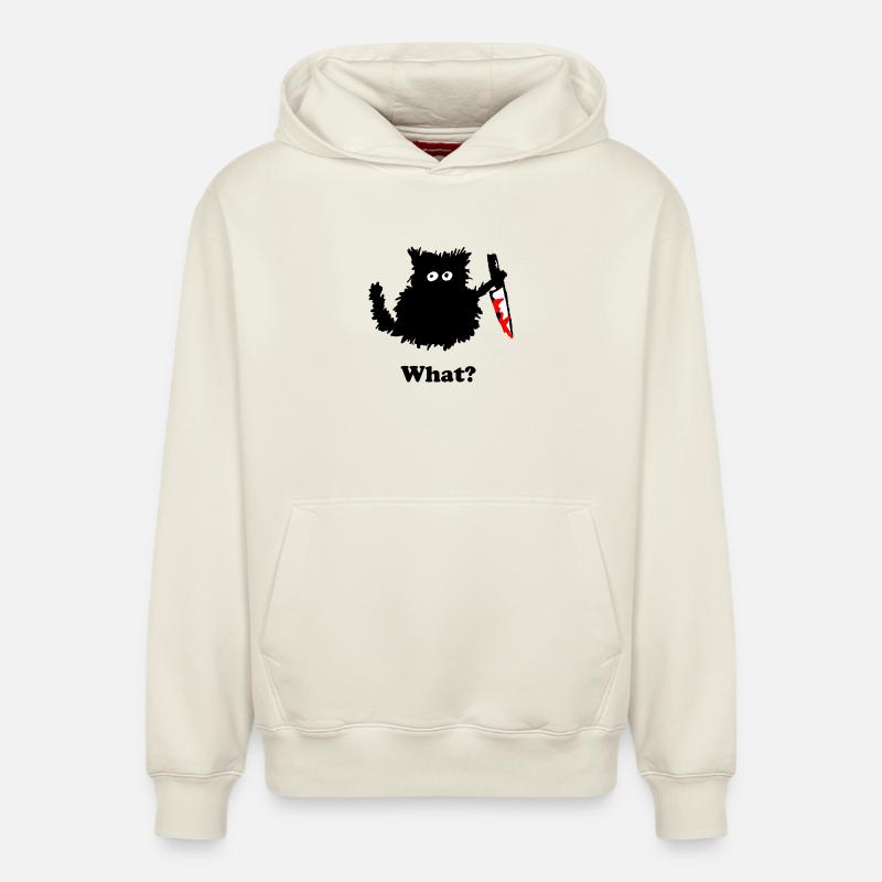 Chaton meurtrier Sticker - Sweat à capuche unisexe décontracté en coton biologique – de SPREAD - blanc cassé