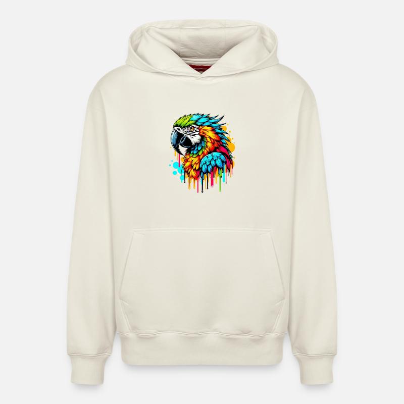 Perroquet - Sweat à capuche unisexe décontracté en coton biologique – de SPREAD - blanc cassé