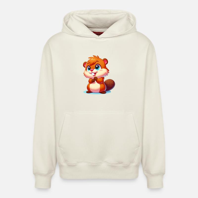 Castor - Sweat à capuche unisexe décontracté en coton biologique – de SPREAD - blanc cassé