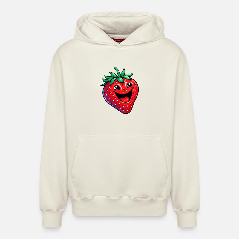 Fraise Fraises - Sweat à capuche unisexe décontracté en coton biologique – de SPREAD - blanc cassé