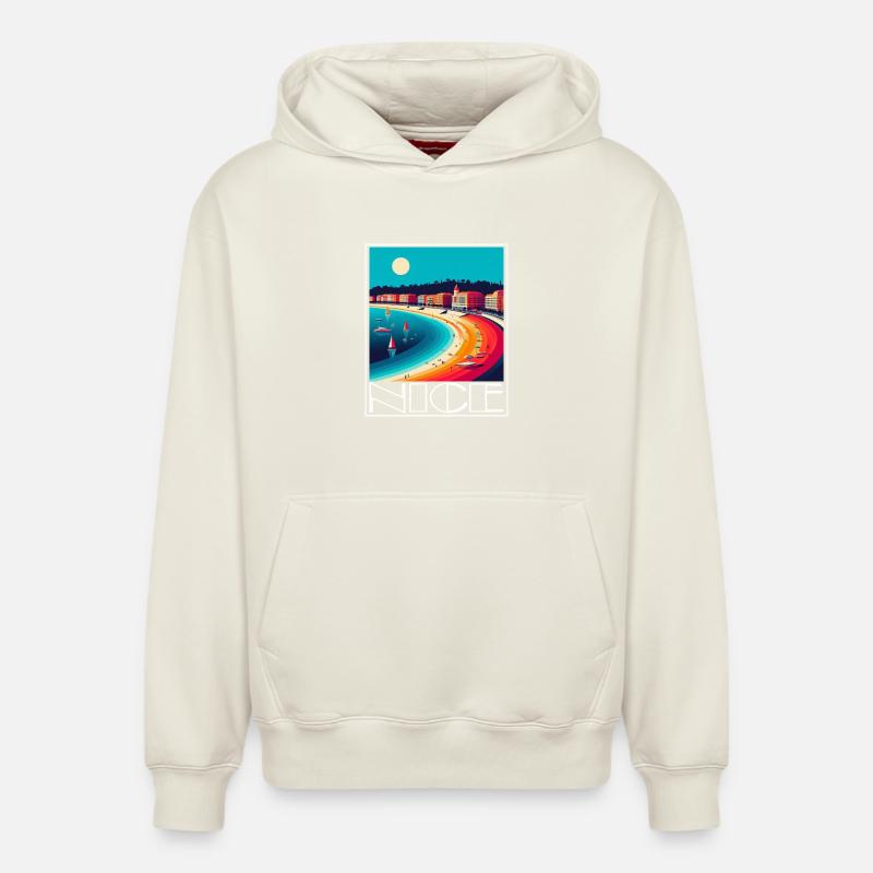 Côte Arc en Ciel Nice - Sweat à capuche unisexe décontracté en coton biologique – de SPREAD - blanc cassé