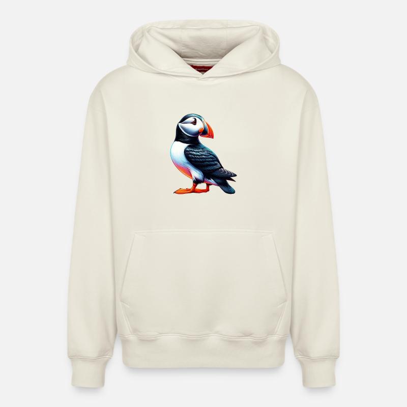 Macareux - Sweat à capuche unisexe décontracté en coton biologique – de SPREAD - blanc cassé