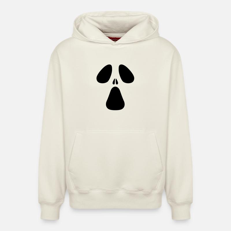 AC Designs Halloween Ghost Face - Sweat à capuche unisexe décontracté en coton biologique – de SPREAD - blanc cassé