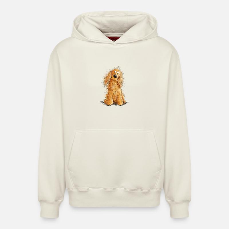 Happy Cocker Spaniel - Relaxed Unisex Organic Hoodie – von SPREAD - Naturweiß