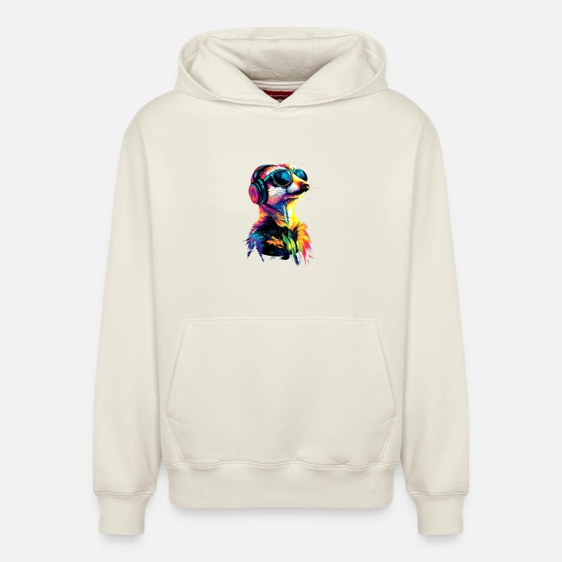Erdmännchen Sonnenbrille Bunt Süßes Erdmännchen - Relaxed Unisex Organic Hoodie – von SPREAD - Naturweiß