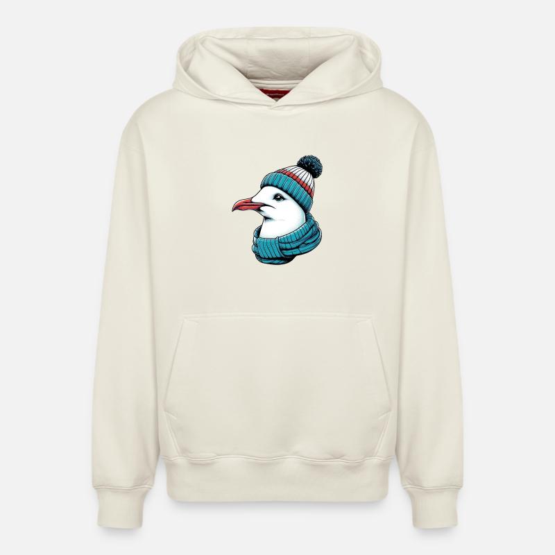 Mouette - Sweat à capuche unisexe décontracté en coton biologique – de SPREAD - blanc cassé