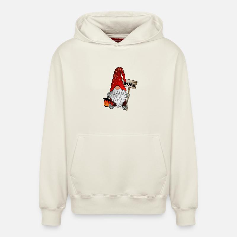 WOKE Gnome Gnome Noël - Sweat à capuche unisexe décontracté en coton biologique – de SPREAD - blanc cassé