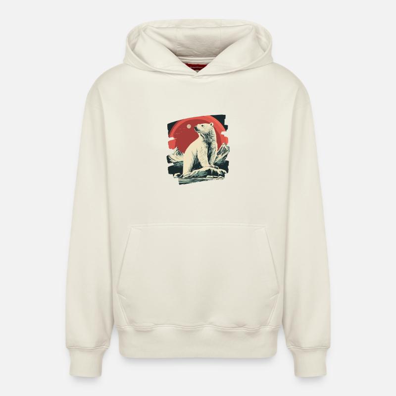 Ours glacé rétro - Sweat à capuche unisexe décontracté en coton biologique – de SPREAD - blanc cassé