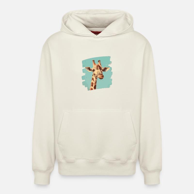 Girafe - Sweat à capuche unisexe décontracté en coton biologique – de SPREAD - blanc cassé