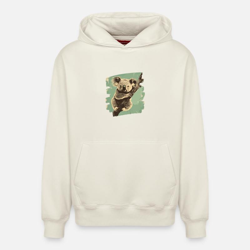 Koala - Sweat à capuche unisexe décontracté en coton biologique – de SPREAD - blanc cassé