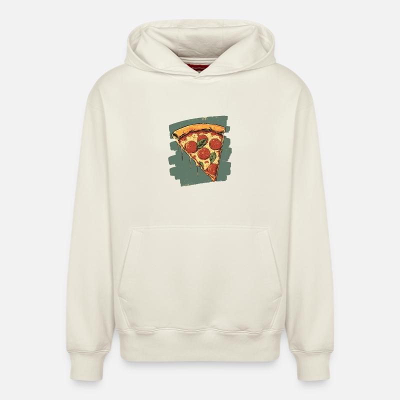 Pizza Rétro - Sweat à capuche unisexe décontracté en coton biologique – de SPREAD - blanc cassé
