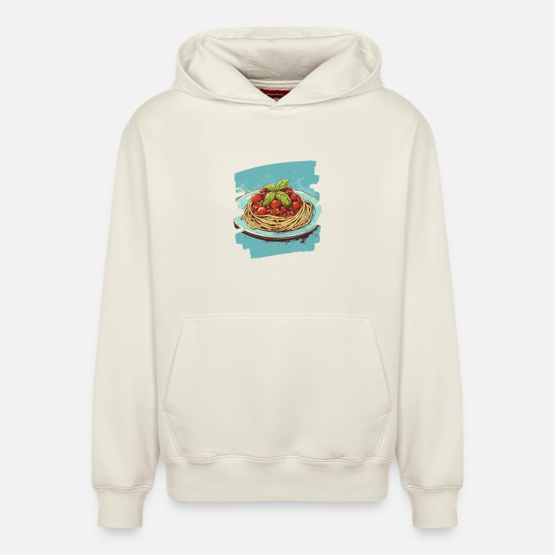 Spaghetti bolognaise - Sweat à capuche unisexe décontracté en coton biologique – de SPREAD - blanc cassé