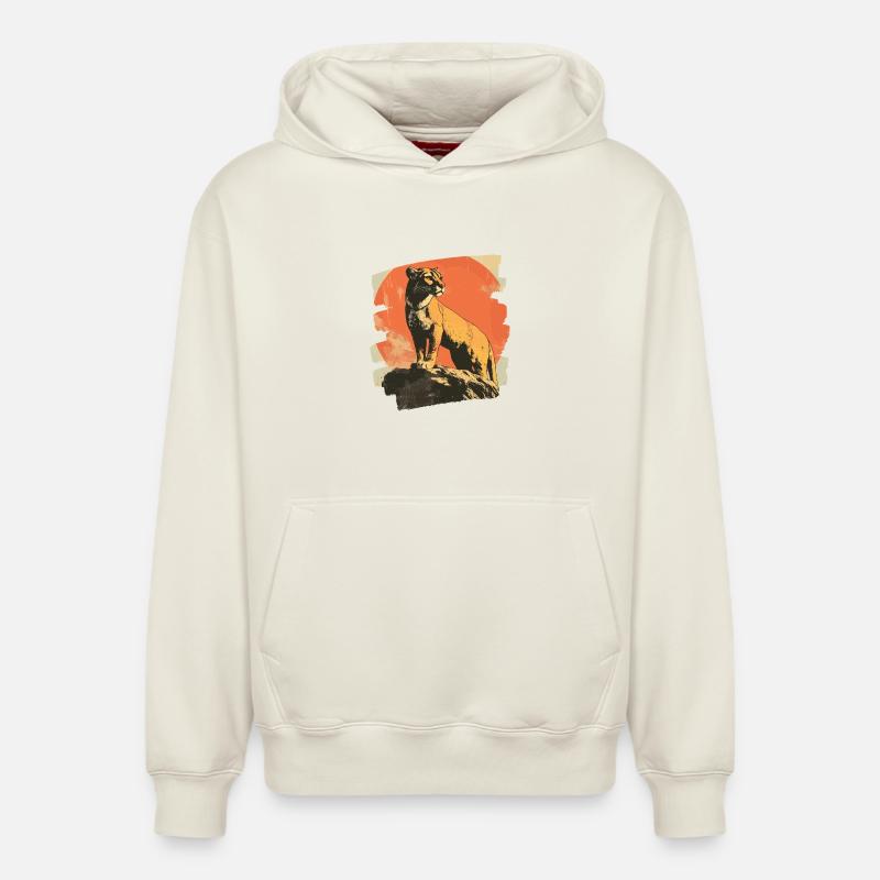 Lion from mountain Retro - Relaxed Unisex Organic Hoodie – von SPREAD - Naturweiß