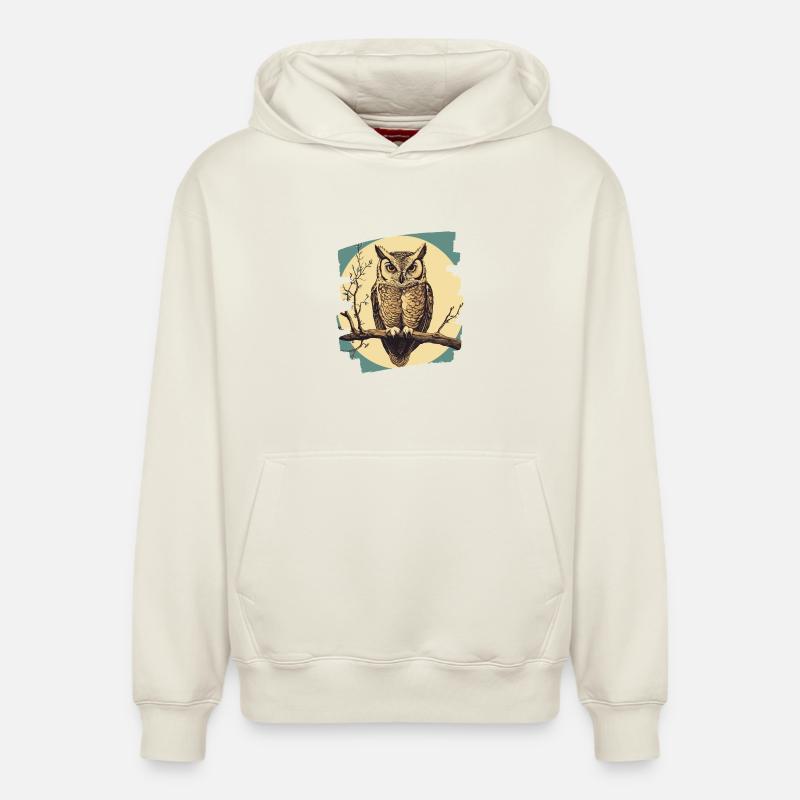 Hibou - Sweat à capuche unisexe décontracté en coton biologique – de SPREAD - blanc cassé