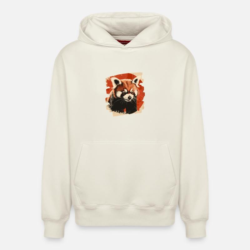 Petit panda - Sweat à capuche unisexe décontracté en coton biologique – de SPREAD - blanc cassé