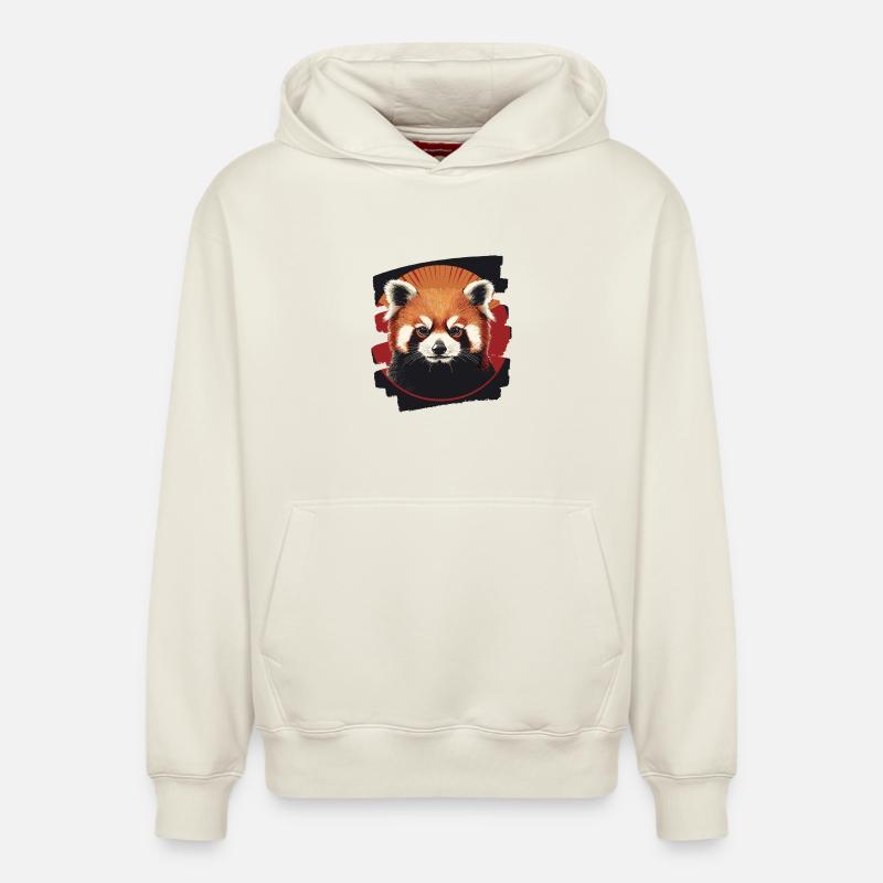 Panda roux rétro - Sweat à capuche unisexe décontracté en coton biologique – de SPREAD - blanc cassé
