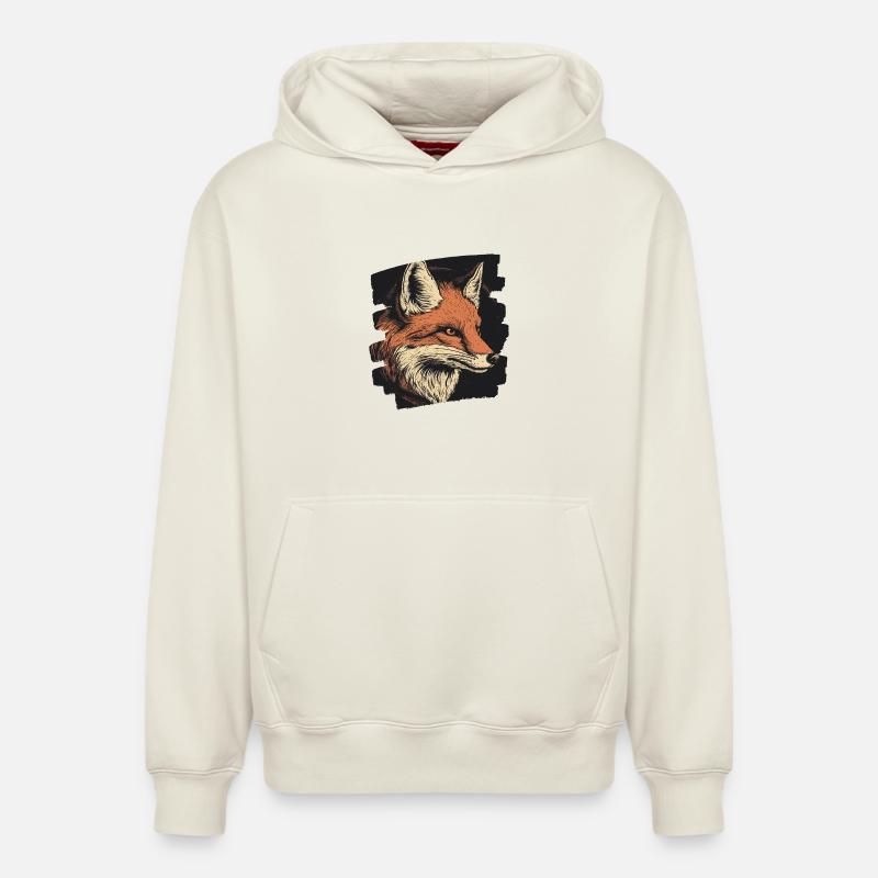 Renard - Sweat à capuche unisexe décontracté en coton biologique – de SPREAD - blanc cassé